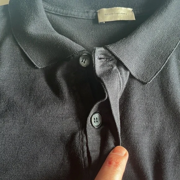 Balenciaga striped long sleeve polo shirt in navy, red, black and tan - small - Picture 7 of 12